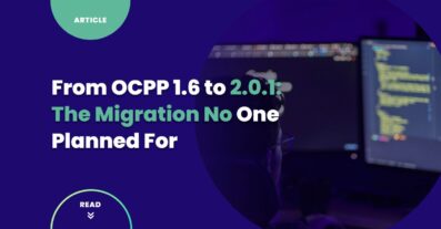 Code on screen — OCPP 1.6 to 2.0.1 migration guide cover