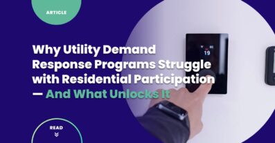 Utility demand response program dashboard showing residential participation metrics with smart grid infrastructure elements