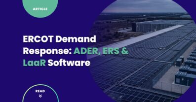 Aerial view of a Texas industrial campus with rooftop solar arrays and behind-the-meter battery storage representing aggregator participation in the ERCOT ADER pilot, ERS, LaaR, and 4CP-driven C&I demand response programs