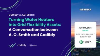 A. O. Smith and Codibly webinar cover: Turning Water Heaters into Grid Flexibility Assets, June 10, 2026