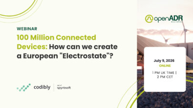 OpenADR Alliance and Codibly webinar card: "100 Million Connected Devices: How can we create a European Electrostate?", July 9, 2026, online, 1 PM UK time / 2 PM CET.