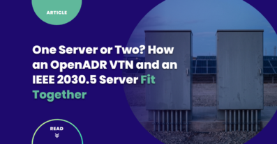 Two identical grey outdoor electrical cabinets side by side at a solar and battery storage site at dusk, illustrating the choice between running one server or two.